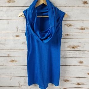 Lucy cobalt blue hooded cowelneck tank